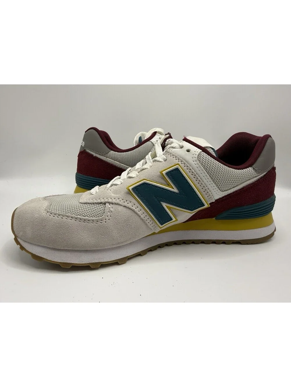 New Balance 574 Sneakers Men’s Size 7 Green Yellow Burgundy Grey